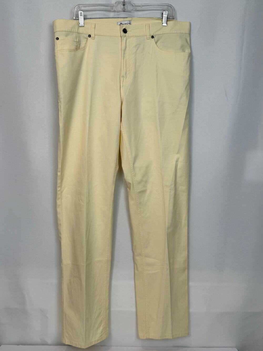 Peter Millar 5 Pocket Pants Pale Yellow Cotton Mens 38x34 Flat Front